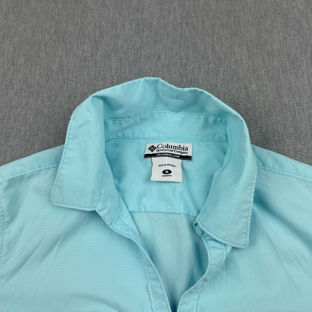 Columbia Shirt Womens Medium Blue Long Sleeves Fishing Sun Protection Button Up - Picture 4 of 12